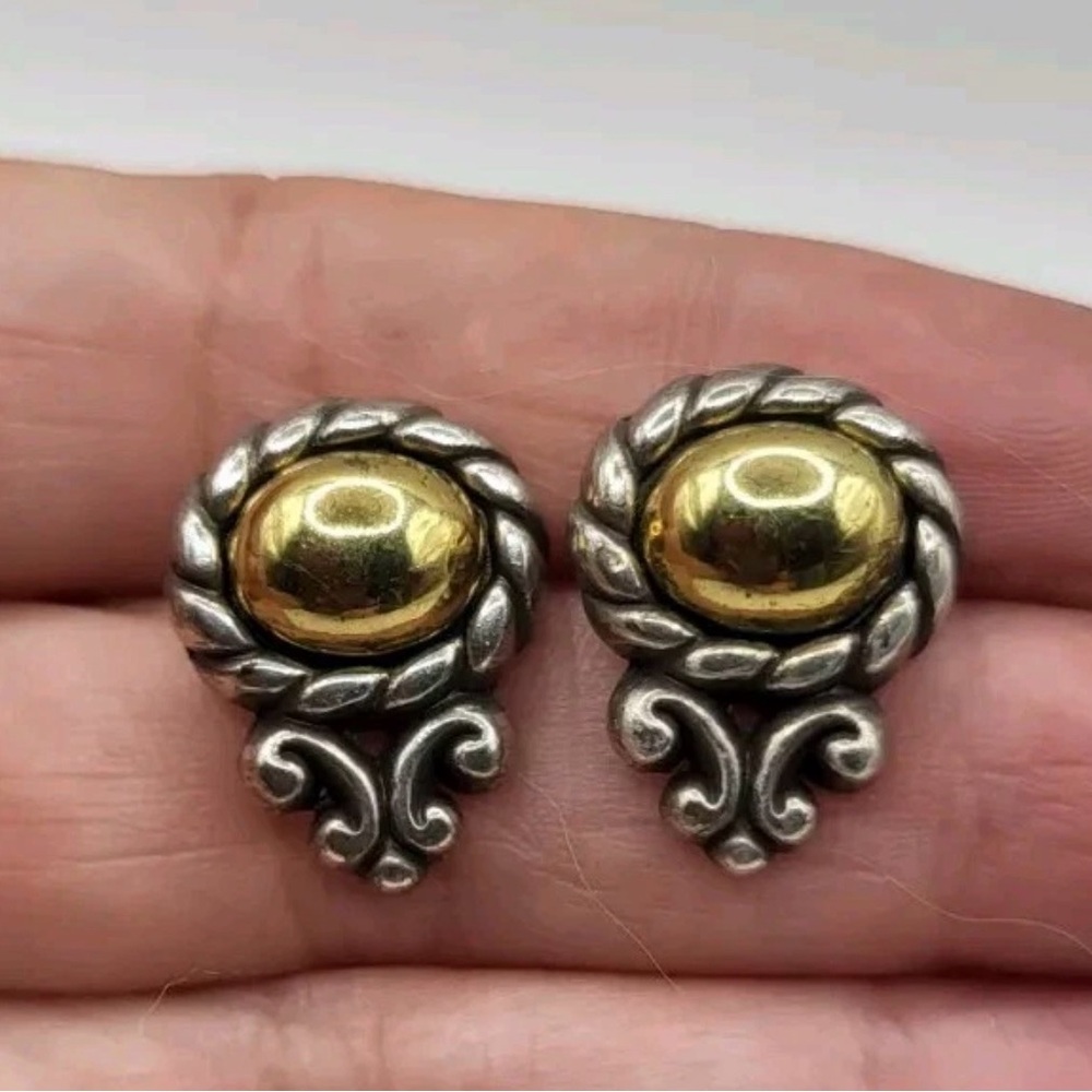 Brighton Moonglow Gold and Silver Tone Ornate Earrings